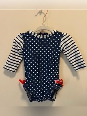 Red, White & Blue Long Sleeve One Piece Rash Guard 3-6mo